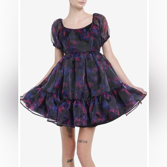 Cosmic Aura Hot Topic Whimsical Galaxy Babydoll Dress - Picture 1 of 7
